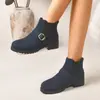 Comercio Electrónico Transfronterizo Tallas Grandes Otoño/Invierno 2026 Nuevo Estilo Europeo y Americano Botines de Mujer con Punta Redonda y Tacón Grueso Botas de Moda