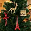 Adornos pequeños de Navidad PS transfronterizos, decoraciones rojas y doradas para árbol de Navidad, colgantes de reno electrochapados, decoraciones para ambiente de fiesta