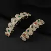 Grillz de Hip-Hop Transfronteiriços com Diamantes Vermelhos e Verdes, Grillz Banhado a Ouro com Zircônias Vermelhas e Verdes, Acessórios Dentários de Rap Tendência para Halloween