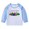 2023 Nuevo Transfronterizo Primavera y Otoño Camiseta Infantil Cuello Redondo Dibujos Animados Manga Larga Top Camiseta Base Niños y Niñas Bebé Algodón Camiseta