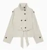 Gabardina Corta Popular Europea y Americana de Moda para Mujer Estilo Británico Casual Versátil