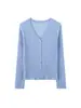 Cardigan de Malha Canelada com Decote V para Outono e Inverno Feminino, Novo Estilo Quente de Tricô Solto Shawl Top Retrô Francês