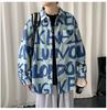 Camisa de Pana de Manga Larga con Estampado Completo de Letras de Marca a la Moda para Hombre, Estilo Urbano Suelto Casual para Combinar con Todo, Chaqueta Exterior Casual Retro