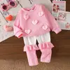 26 Prendas de Punto para Bebé y Niño Europeas y Americanas de Primavera y Otoño Suéter Corazón de Amor Tridimensional Pantalones Largos Calcetines hasta la Pantorrilla Lindo Bebé Fábrica de Origen