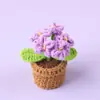 Planta en Maceta de Flor de Nomeolvides de Ganchillo de Lana Hecha a Mano Transfronteriza Adornos Creativos para Escritorio Decoración de Coche Flores Artificiales