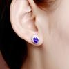 Pendientes de Girasol Caibao Incrustados de Diamantes de Moda y Lujo Completamente Diamantados Rubí Sintético Azul Verde Pendientes de Princesa
