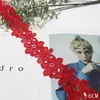 Tanglong rojo brillante poliéster seda encaje soluble en agua ribete 6cm ropa festiva decoración navideña ribete de encaje