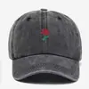 Moda Casual Tendência Transfronteiriça Boné de Beisebol com Bordado de Rosa Top Macio Versátil para Uso Externo Proteção Solar Aba Larga Circunferência Craniana Grande