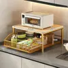 Estante de Almacenamiento para Horno Microondas de Cocina con Cajón, Horno, Olla Arrocera, Freidora de Aire, Estante de Piso para Electrodomésticos
