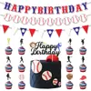 Festa de Baseball Tema Esportivo Layout Treinamento de Softbol Aniversário de Meninos Bandeira Puxar Flor Balão conjunto Atacado Personalizado