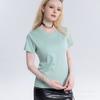 Camiseta Sencilla de Algodón Tipo Seda de Color Sólido, Manga Corta, Verano, Textura de Seda de Hielo, Hombro Normal, Corte Regular, Estilo Holgado, para Mujer