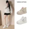 Sapatos de Algodão Quente com Veludo Plus de Inverno Femininos Sola Grossa Casual Tênis de Lona 2026 Novas Botas Curtas Aumentando Altura Interna Sapatos Femininos K5609