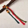 Colgante de hueso de vaca pequeño estilo Xizang para colgar al costado, con borla de plata tibetana y latón, diseño vintage, tejido a mano
