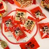 Bolsas de Empaque para Galletas del Dios de la Riqueza Famosas en Internet para el Año Nuevo, Llenas de Buena Suerte y Riqueza, Bolsas Selladas al Calor con Texto, Dulces de Copo de Nieve Hechos a Mano para el Festival de Primavera