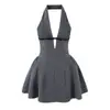 Comercio Exterior 2026 Primavera Nuevo Estilo Europeo y Americano Moda Femenina Sexy Ajustado Ceñido a la Cintura Vestido de Cuello Halter