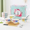 Vajilla de cerámica de estilo japonés para regalo Juego de tazones vajilla de porcelana azul y blanca juego de tazones de cerámica apertura simple evento de boda
