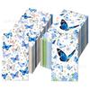 CZJ102 Toalla de papel larga con diseño de mariposa y flores, para fiestas y vacaciones, desechable, color azul acuarela