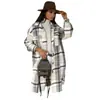 Europa y Estados Unidos transfronterizos Amazon otoño e invierno nuevo abrigo largo de lana a cuadros estampado para mujer moda femenina