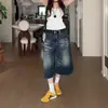 Shorts de mezclilla de verano 2026 para mujer, estilo retro americano, tiro alto, 7 puntos, para figuras petite, pantalones holgados de pierna ancha de longitud media