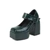 2022 Novo Padrão de Bambu Fivela Quadrada Sapatos de Camada Única para Primavera e Outono Mesa d'Água Salto Alto Espesso Tamanhos Grandes 40-43 Sapatos de Comércio Exterior