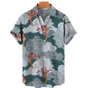 Camisa de Moda Europea y Americana Transfronteriza para Hombre Estilo Nuevo Estampado Digital 3D Hawaiana Casual de Manga Corta Cárdigan Superior