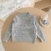 Suéter de hilo floral suave y esponjoso estilo coreano, nueva colección otoño/invierno, top de punto de malla con lazo para niñas, manga larga, capa base