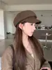 Gorra Octagonal de Lana para Mujer Otoño Invierno Retro Gorra de Periodista Hace que la Cara se Vea Más Pequeña Versátil Estilo Británico Plana Gorra de Pintor En Stock Venta al por Mayor