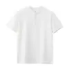 Nueva Camiseta Casual Suelta de Manga Corta para Hombre con Cuello Henley, Tejido Waffle, Absorbe la Humedad, Secado Rápido, Color Sólido