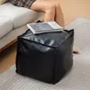 Funda de otomana de cuero para guardar ropa vieja no utilizada, taburete bajo para sofá, puf para sala de estar, reposapiés, taburete de almacenamiento de ropa para personas perezosas
