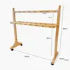 Estante de Toalha de Madeira Maciça para Jardim de Infância de Chão Móvel Crianças Rack de Toalha Madeira Original Sem Perfuração Rack de Toalha de Banho