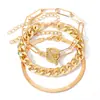 Pulsera Punk de Amor con Forma de Estrella de Venta Caliente Transfronteriza Europea y Americana Set de Apilamiento Multicapa Estilo Hip-Hop Pulsera de Perla Artificial