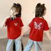 Camiseta de manga corta 100% algodón para niña 2026 nuevo estilo de verano camiseta de manga corta para niños pequeños y medianos fina elegante ropa para niños bebé moderna