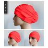 Gorro de natación de tela plisada al por mayor de fábrica, circunferencia de cabeza ampliada, para cabello largo, protección para los oídos, natación, aguas termales, gorro de natación unisex