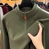 Nueva sudadera térmica de forro polar de manga larga para hombre de invierno, engrosada con forro polar extra, cuello alto, cremallera, estilo invierno, a prueba de frío, cálida, camiseta de lujo ligero