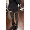 Jeans Acampanados de Tiro Bajo Camuflaje Retro Americano para Mujer 2025 Otoño Ajustados Talla Grande para Gorditas Ropa de Calle Pantalones de Trabajo