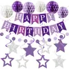 Conjunto de decoração temático de festa de aniversário colorido multicolorido transfronteiriço com guirlanda de pentagrama, banner de bandeirinhas colmeia espiral