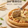 Cuchillo para pizza de acero inoxidable con mango de madera y rueda única, nuevo y crujiente cuchillo para pizza, cortador de pizza y pastel, herramienta para hornear