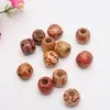 Accesorios para Joyería DIY 11*12 Cuentas de Madera Impresas Agujero Grande Cuentas de Madera con Forma de Flor Estilo Étnico Material de Cuentas Sueltas para Equipaje