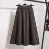 Saia Midi de Lã Linha A Outono Inverno Saia Feminina Temperamento Saia Longa Que Cobre o Quadril Emagrecedora Saia Midi Linha A Saia Evasê Fluida Saia de Inverno