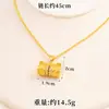 Collar de Cerradura Ruyi de Oro Arena Vietnamita, Colgante de Cerradura de Longevidad Incrustado con Diamantes Estilo Antiguo, Joyería para Mujer Estilo Palacio de Oro Imitación Que No Se Desvanece Fácilmente
