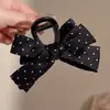 Presilha de cabelo laço poá estilo francês para mulheres com volume de cabelo médio, pequeno acessório de garra de cabelo para a parte de trás da cabeça, presilha de tubarão