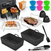 Freidora de aire rectangular de doble olla Amazon transfronteriza, molde para hornear de silicona, almohadilla especial de silicona para freidora de aire