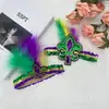 Accesorios de Carnaval Mardi Gras Brasileño Artículos Pequeños Diadema de Plumas y Lentejuelas Tocado Aro para la Cabeza Amazon Transfronterizo