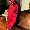 Conjunto de Dos Piezas de Sudadera con Capucha Corta de Color Sólido y Pantalones de Pierna Ancha para Mujer, Moda Coreana Holgada de Otoño