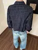Camisa Versátil de Manga Longa Xadrez Retrô Início da Primavera/Outono Jovem Artística Casual Trabalho Camisa de Corte Justo Masculina Tendência