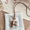 Nuevo Collar con Cordón de Tela de Oso de Dibujos Animados Tridimensional para Niños Flor Colgante Adornos Colgantes Hechos a Mano Tejidos Lindos de Niña Versátiles
