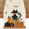 Amazon Halloween Caminero de Mesa Estampado de Lino Transfronterizo Nórdico Fiesta Festiva Decoración de Mesa de Sala de Estar Mantel Resistente al Calor