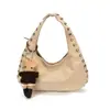 Bolsas para mujer, bolsas para mujer de comercio exterior, bolsos vintage marrones de hombro y axila, bolsos de remaches de alta gama, transfronterizo