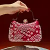 Nuevo bolso de mano exquisito con adornos de diamantes, bolso de noche de nicho, clutch de cadena bordado, bolso cruzado, bolso de mano para mujer