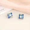 Brincos de Tarraxa de Cristal Colorido com Agulha de Prata Vintage de Luxo Leve Artesanato Pesado Brincos de Cristal Transparente Estilo Artesanal Personalidade Brincos de Alta Qualidade